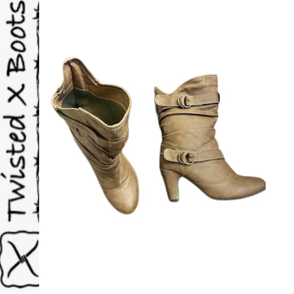 Twisted X Shoes - 👢Leather Wide Calf Scrunched Belted Twisted X Boots
